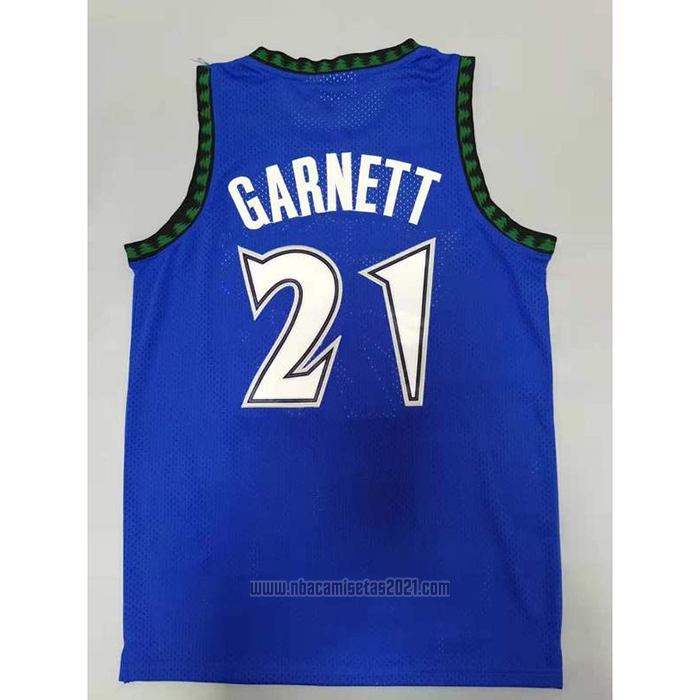 Camiseta Minnesota Timberwolves Kevin Garnett #21 Hardwood Classics Throwback 2003-04 Azul